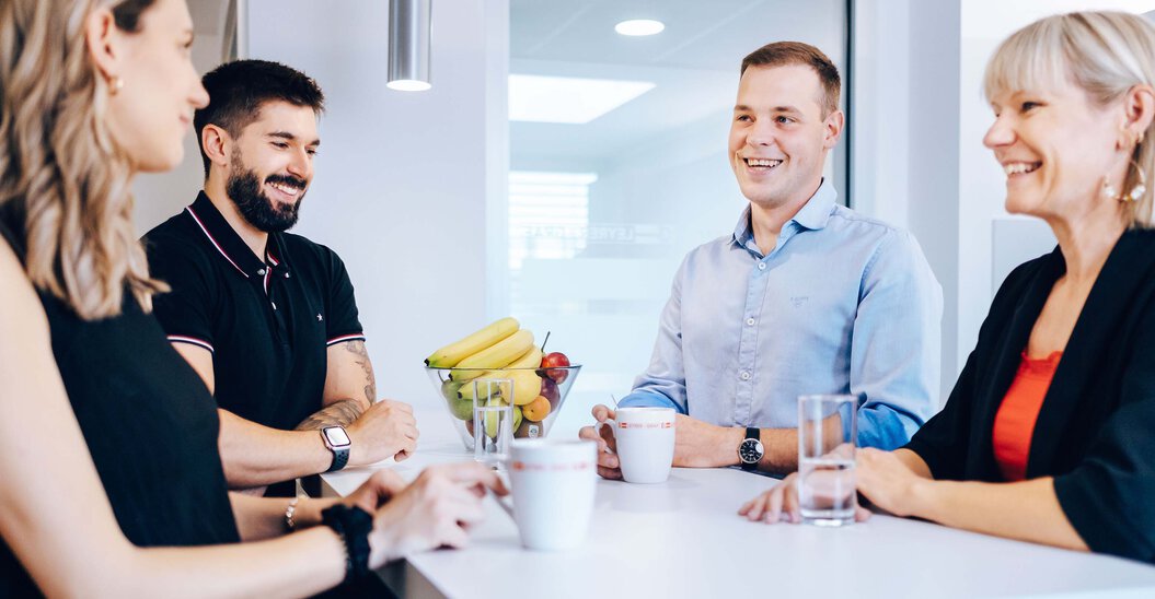 Leyrer + Graf Mitarbeiter bei einer gemeinsamen Kaffeepause