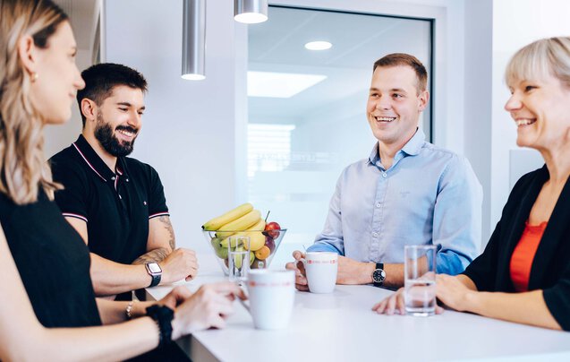 Leyrer + Graf Mitarbeiter bei einer gemeinsamen Kaffeepause
